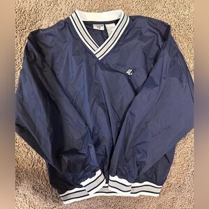 Navy blue and white vintage Jerzees 90s windbreaker jacket